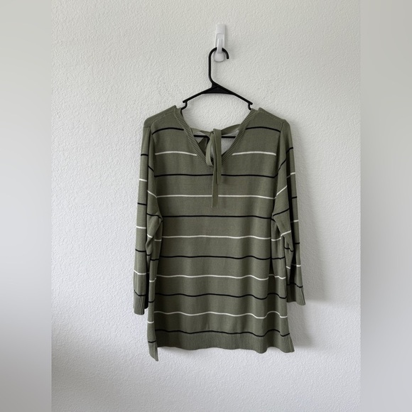 Talbots Olive Striped Sweatshirt - Picture 7 of 8
